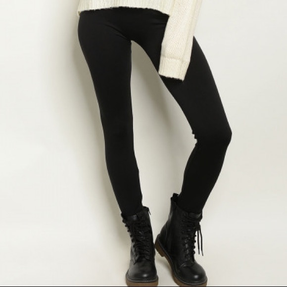 2PC Fleece Lined High Waist Leggings 1Black 1Navy - Picture 2 of 6